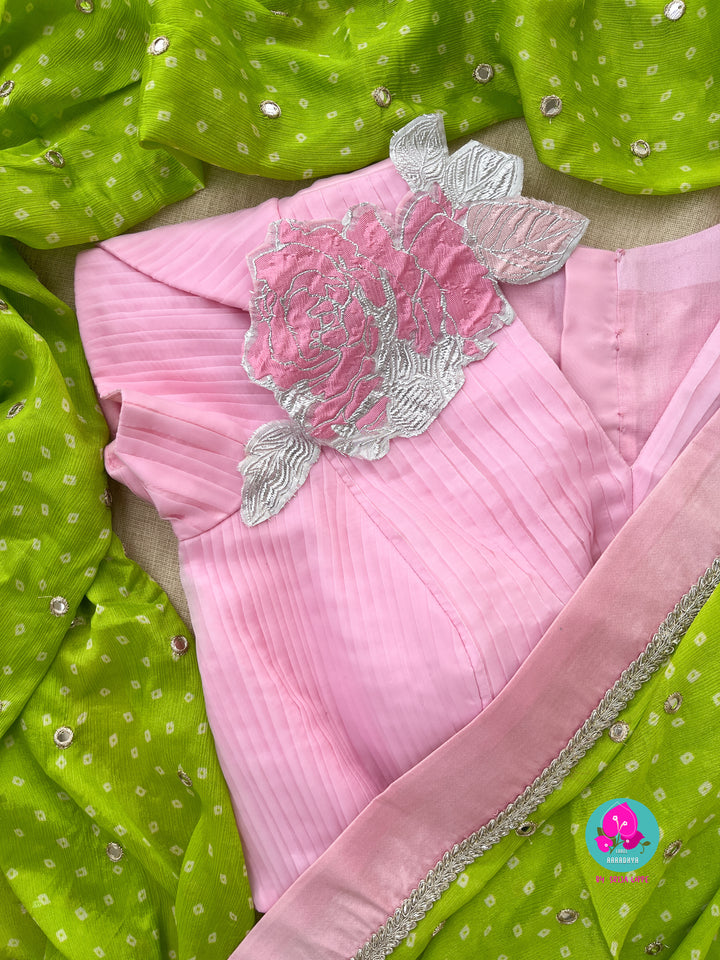 Mirror worked chiffon saree & Blouse