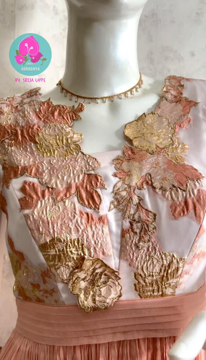Organza Jacquard & Pleated Georgette frock