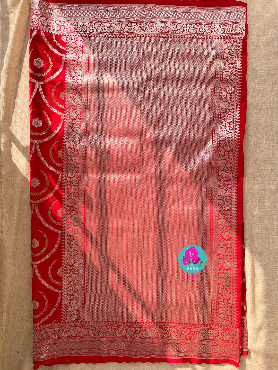 Red Semi Katan Banarasi silk Saree