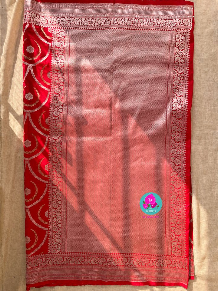 Red Semi Katan Banarasi silk Saree