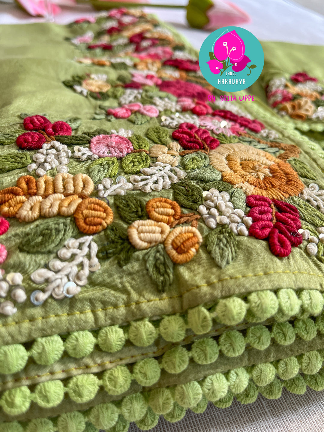 Soft Russian silk saree in pastel green
