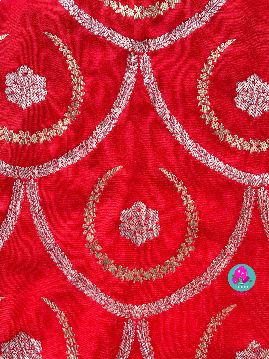 Red Semi Katan Banarasi silk Saree