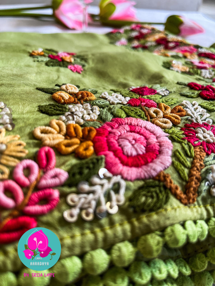 Soft Russian silk saree in pastel green