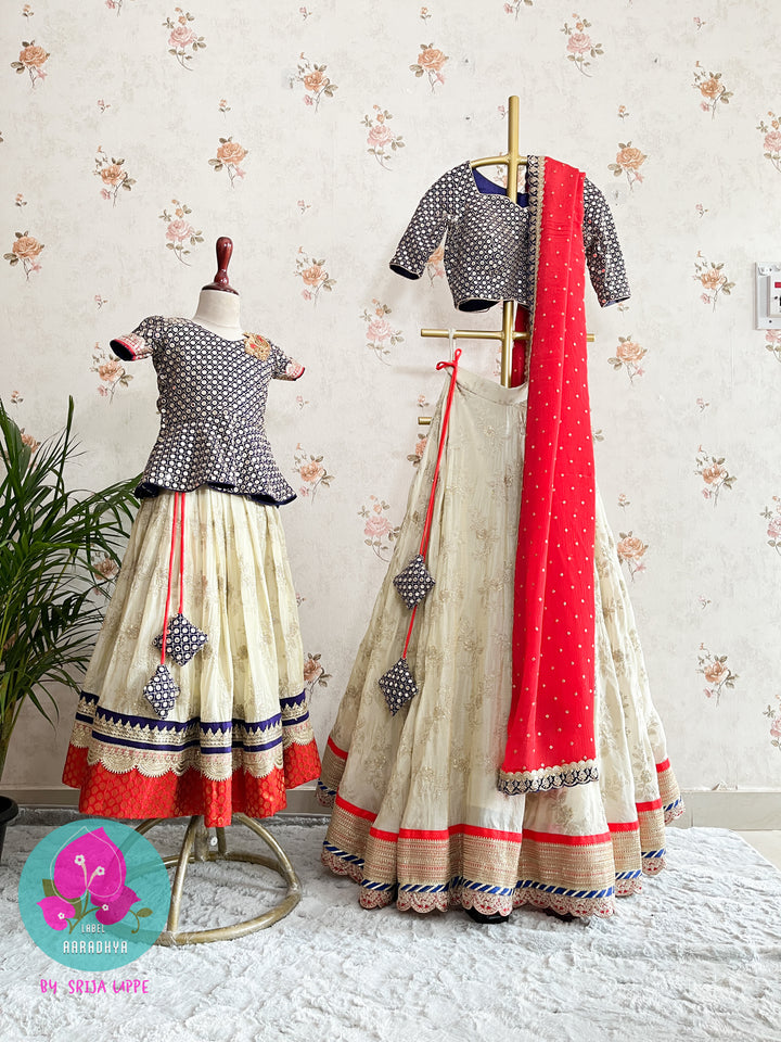 Embroidered Tissue Lehenga with mirror work