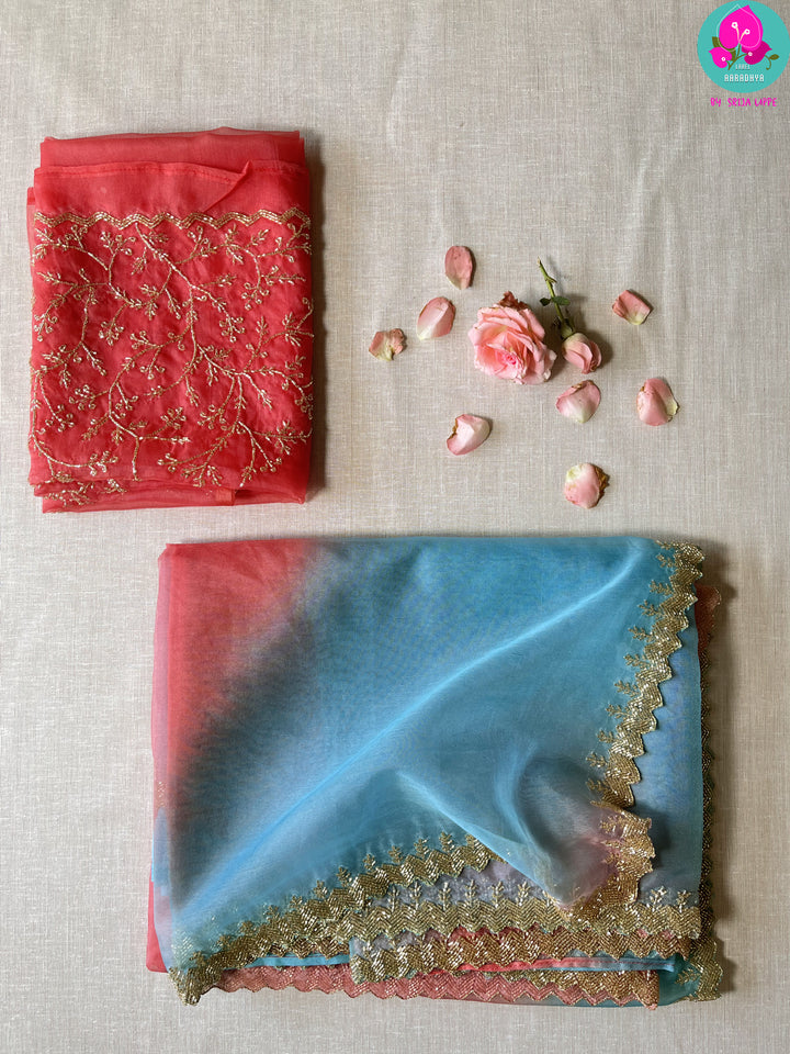 Dual shaded Soft organza silk saree