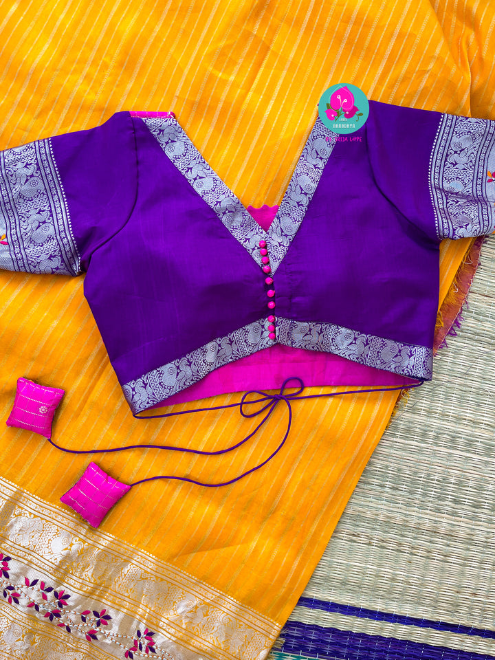Mustard Yellow Pattu Sari