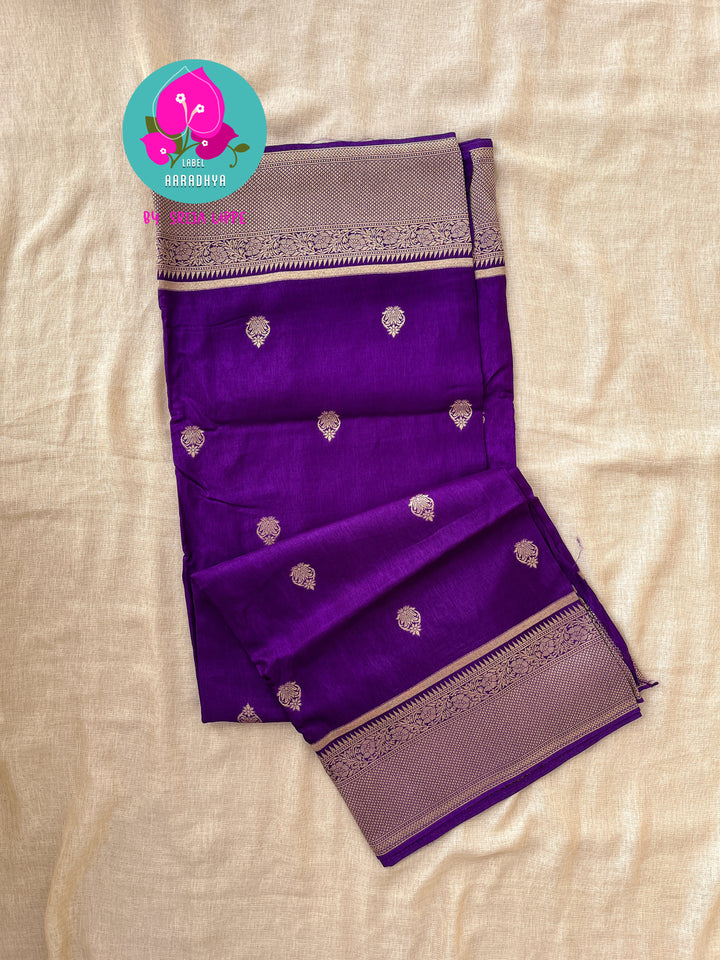 Russian Silk deep purple Saree