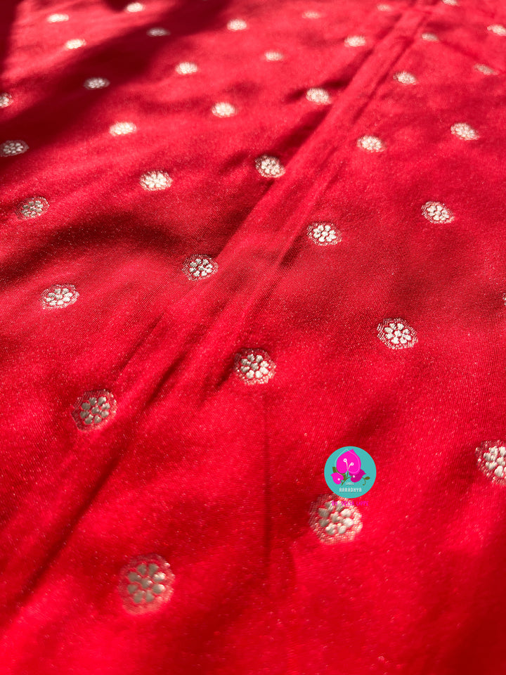 Red Semi Katan Banarasi silk Saree