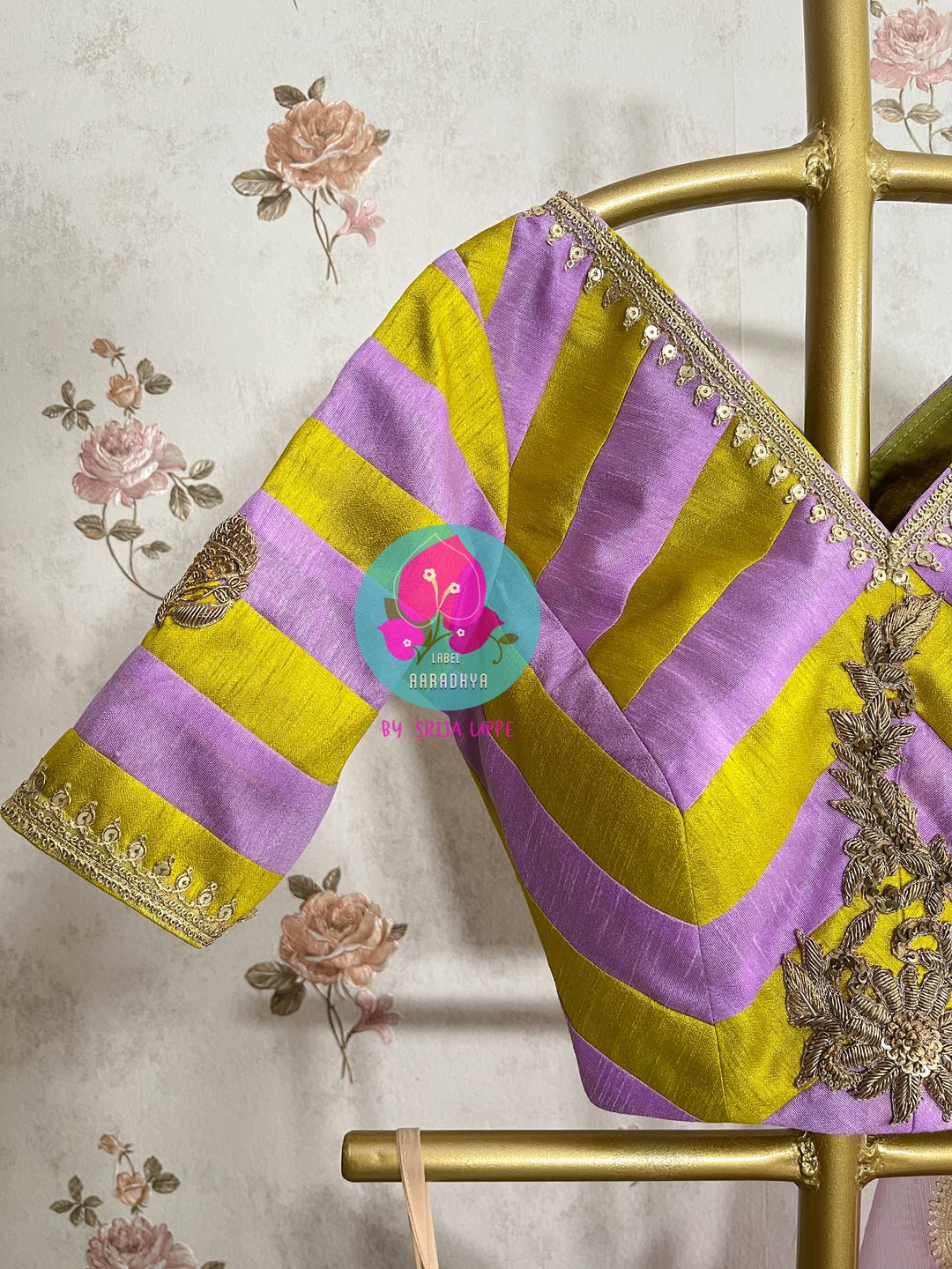 Lehenga with Stripes+Florals