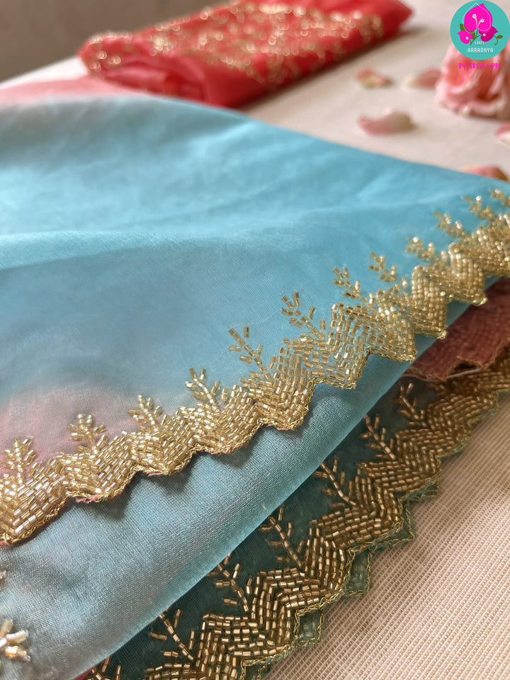Dual shaded Soft organza silk saree
