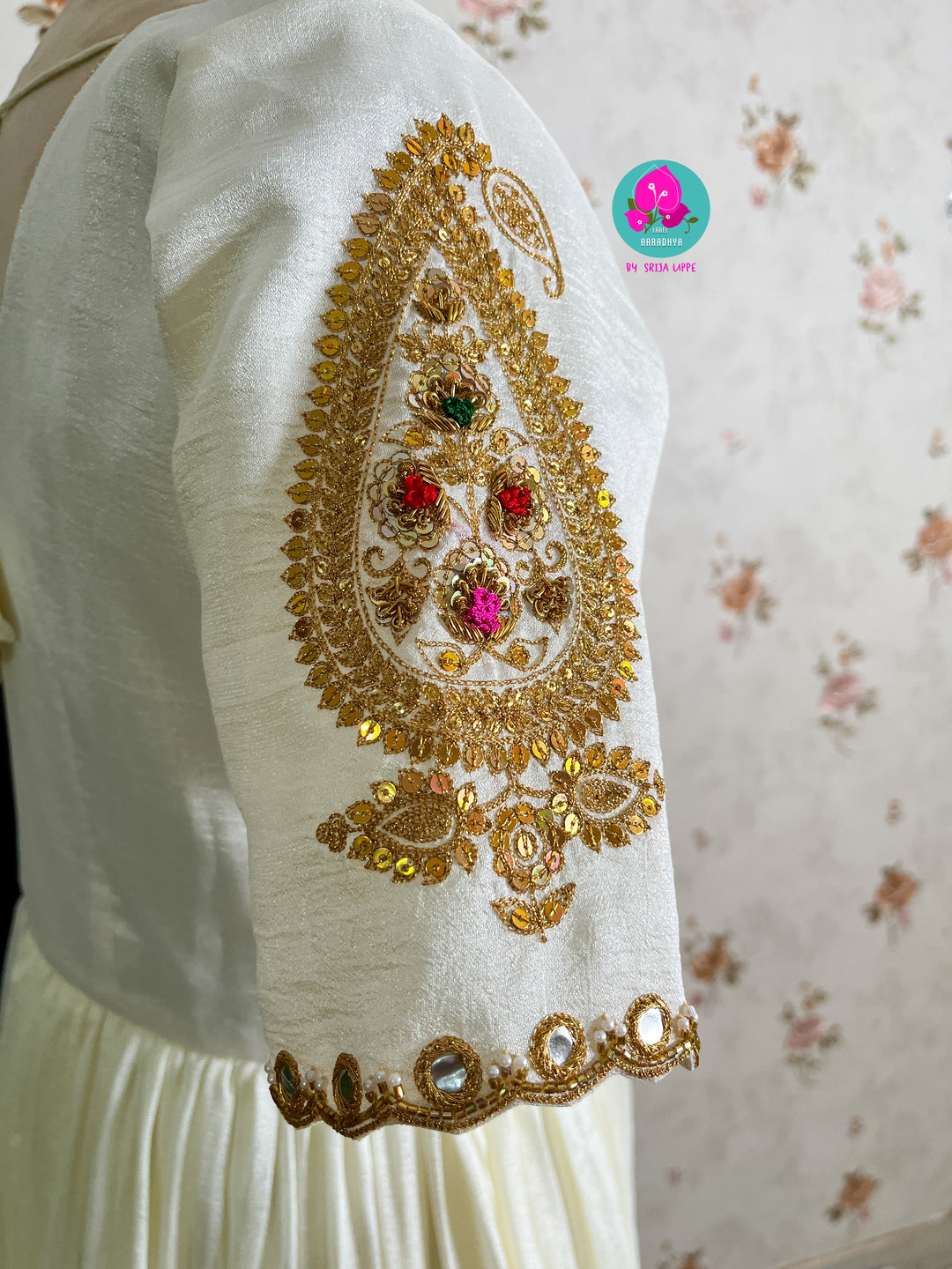 Gaji silk handmade Bandhej dupatta paired with hand embroidered Anarkali frock
