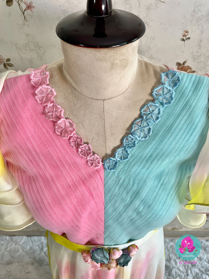 Gender Reveal outfit in asymmetric hem
