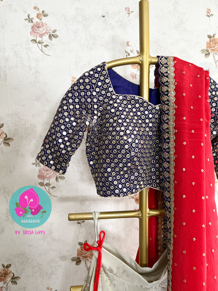 Embroidered Tissue Lehenga with mirror work