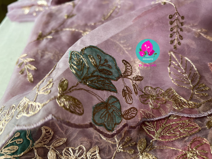 Soft Organza saree in dark lavender - OZHEDL-M002