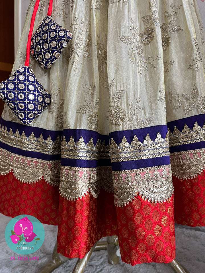Embroidered Tissue Lehenga with mirror work