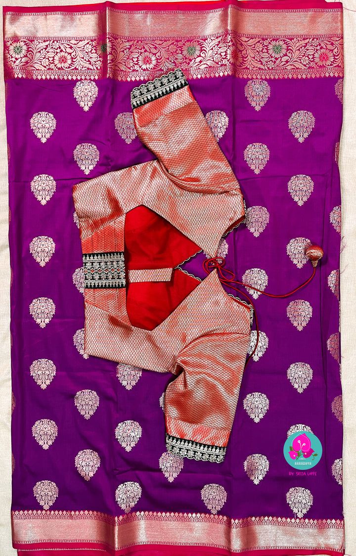 Semi banaras silk saree with banaras blouse