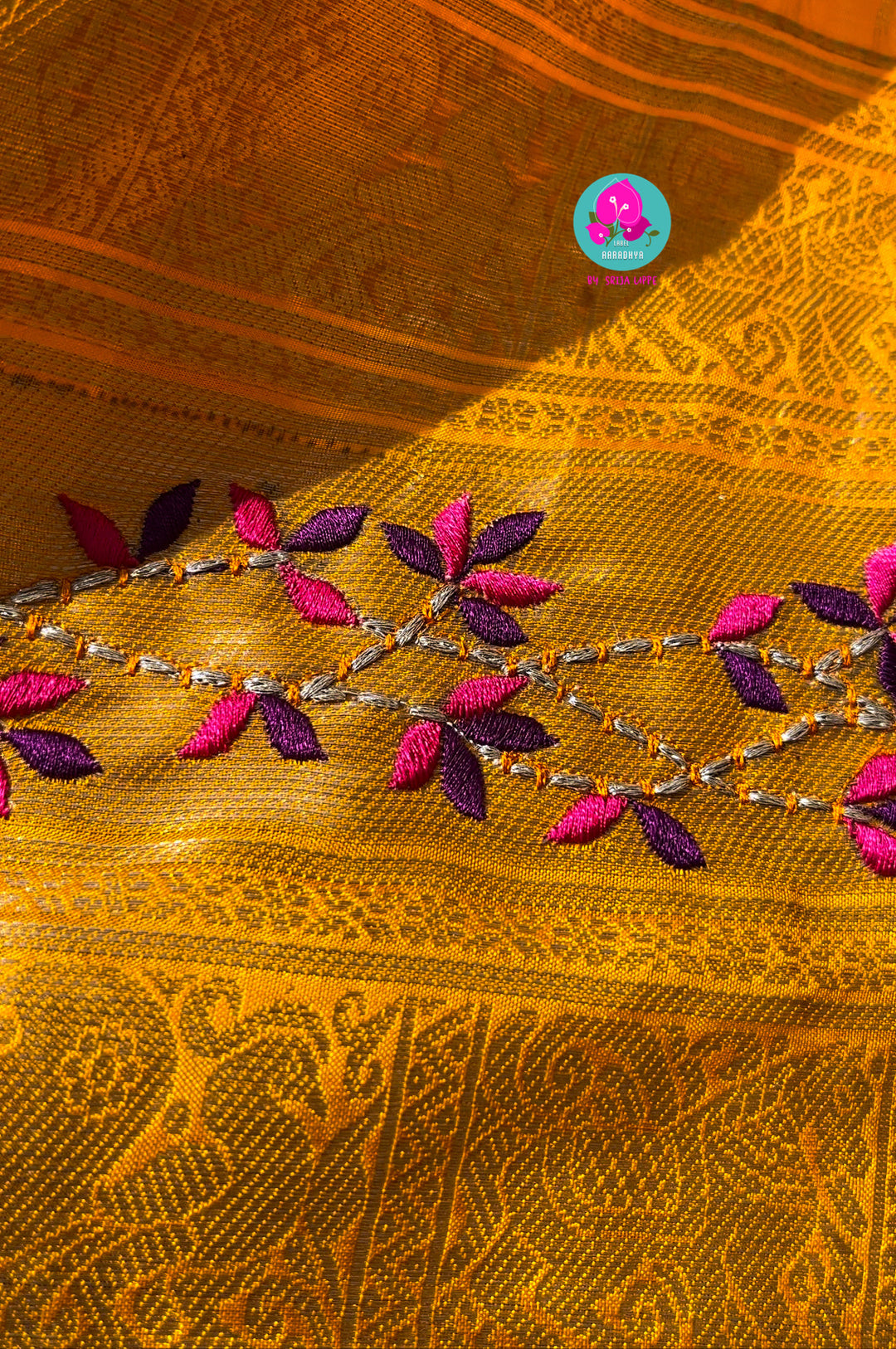 Mustard Yellow Pattu Sari