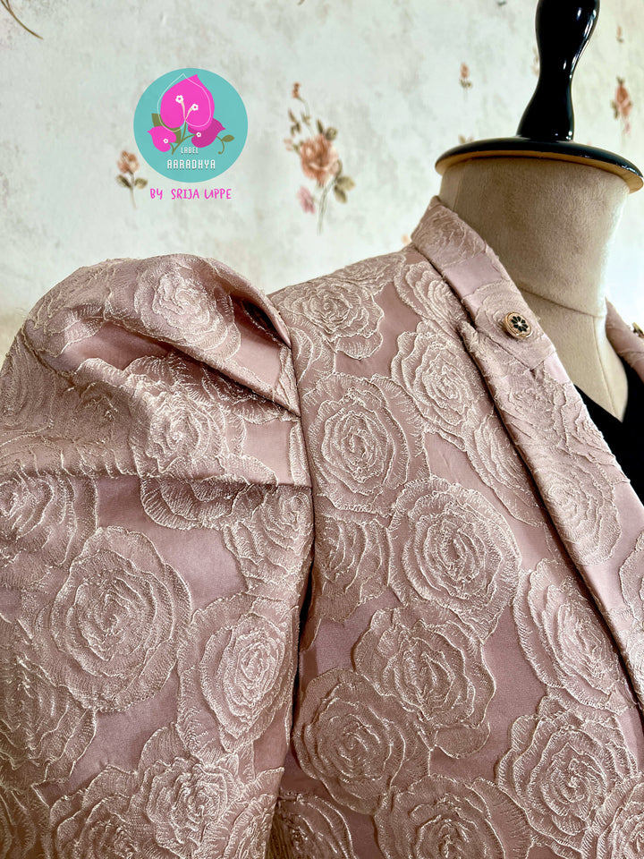 Embossed peach Rose designer blazer