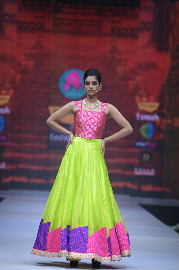 Green Tissue Lehenga for Mehendi