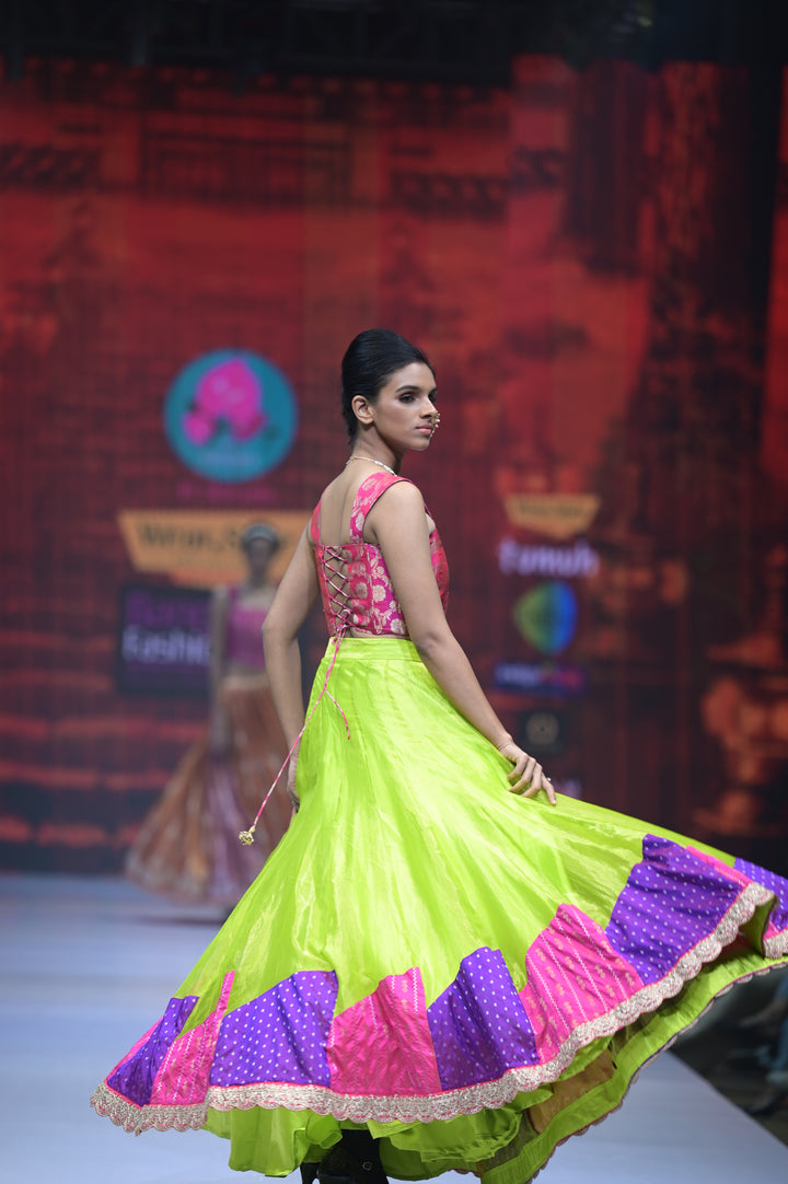 Green Tissue Lehenga for Mehendi