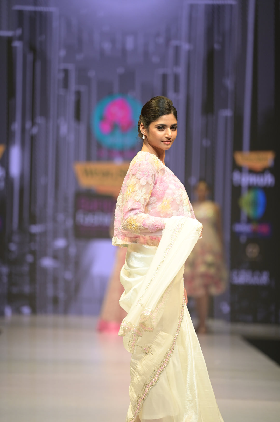 Crushed satin silk saree with Jacket