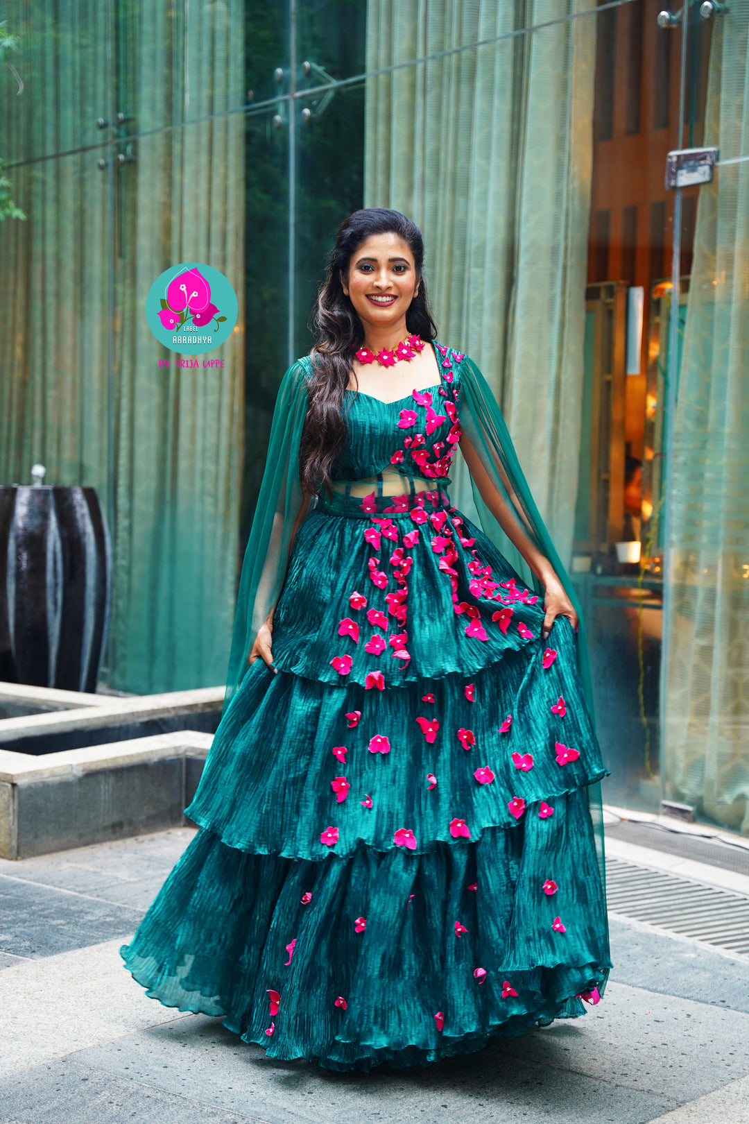 Pleated Organza Lehenga