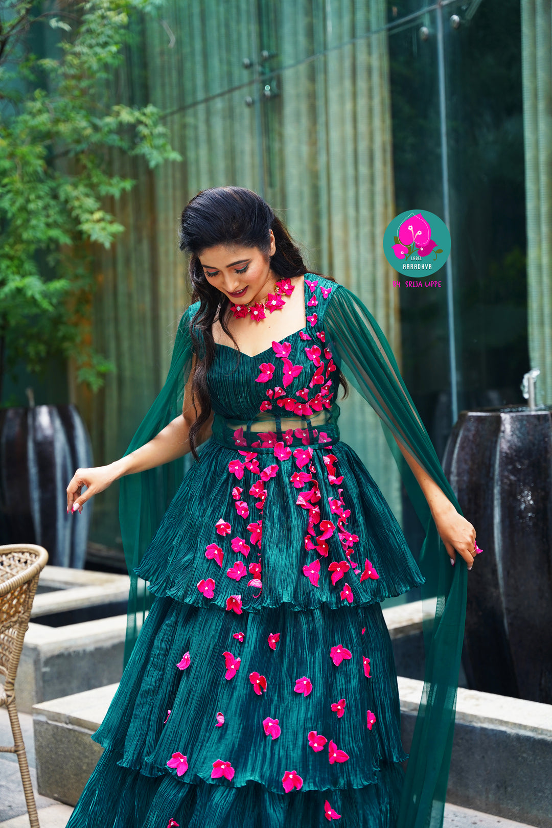 Pleated Organza Lehenga