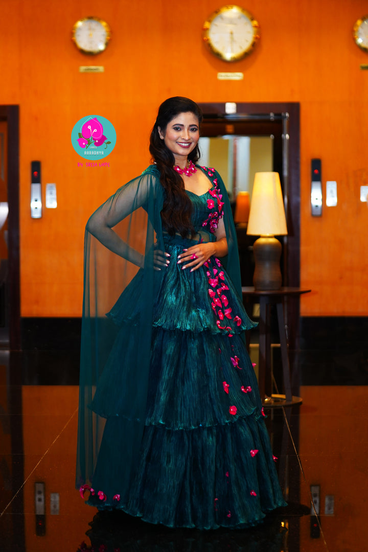 Pleated Organza Lehenga