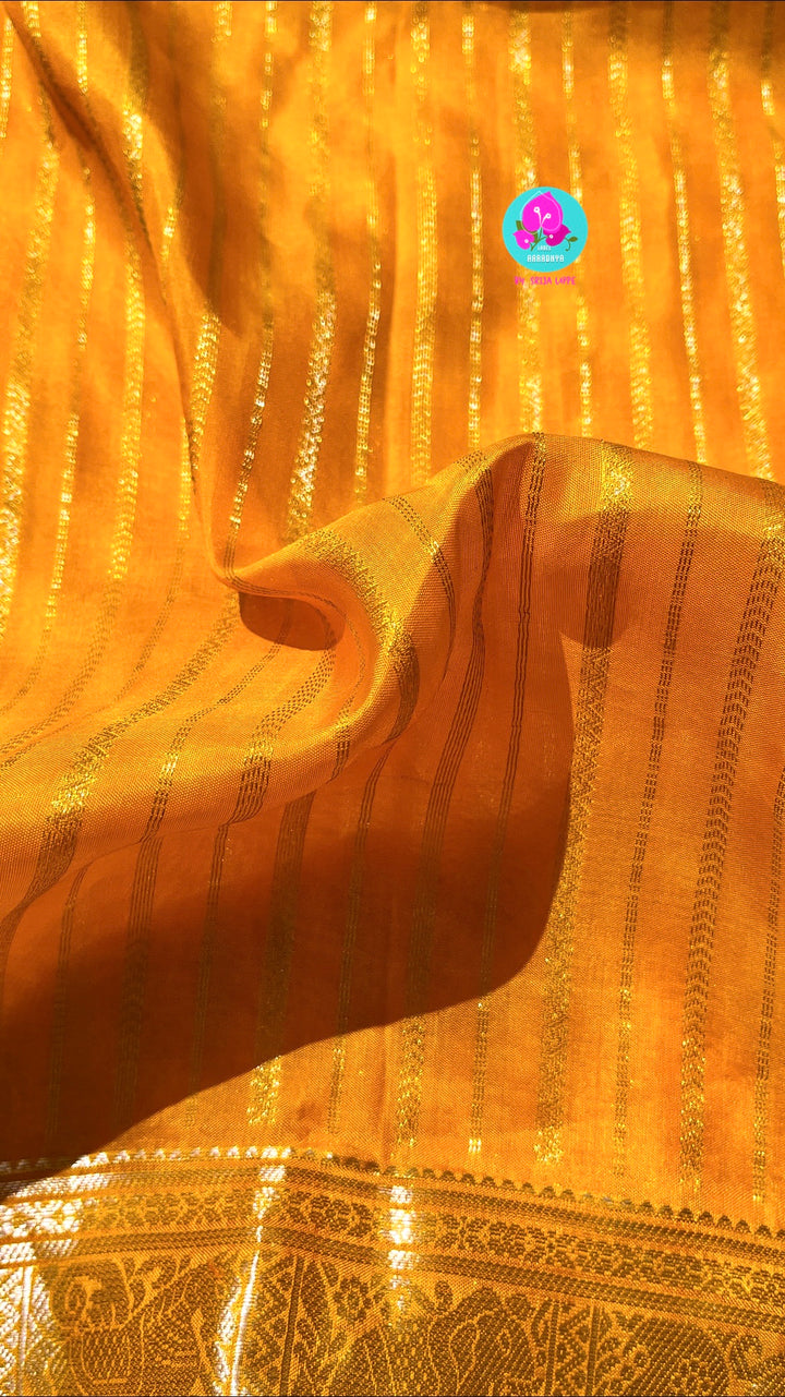 Mustard Yellow Pattu Sari