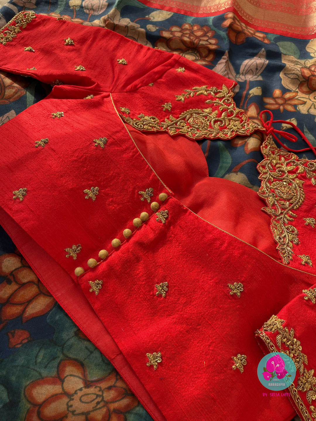 Hand Embroidered Pure Raw Silk blouse