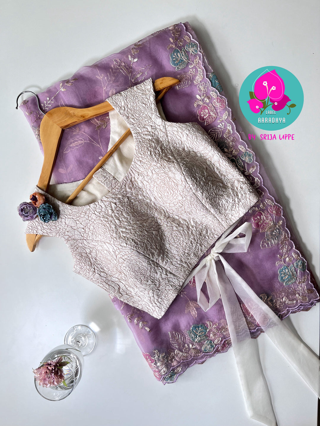 Soft Organza saree in dark lavender - OZHEDL-M002