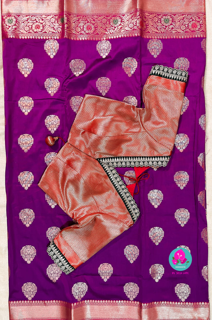 Semi banaras silk saree with banaras blouse
