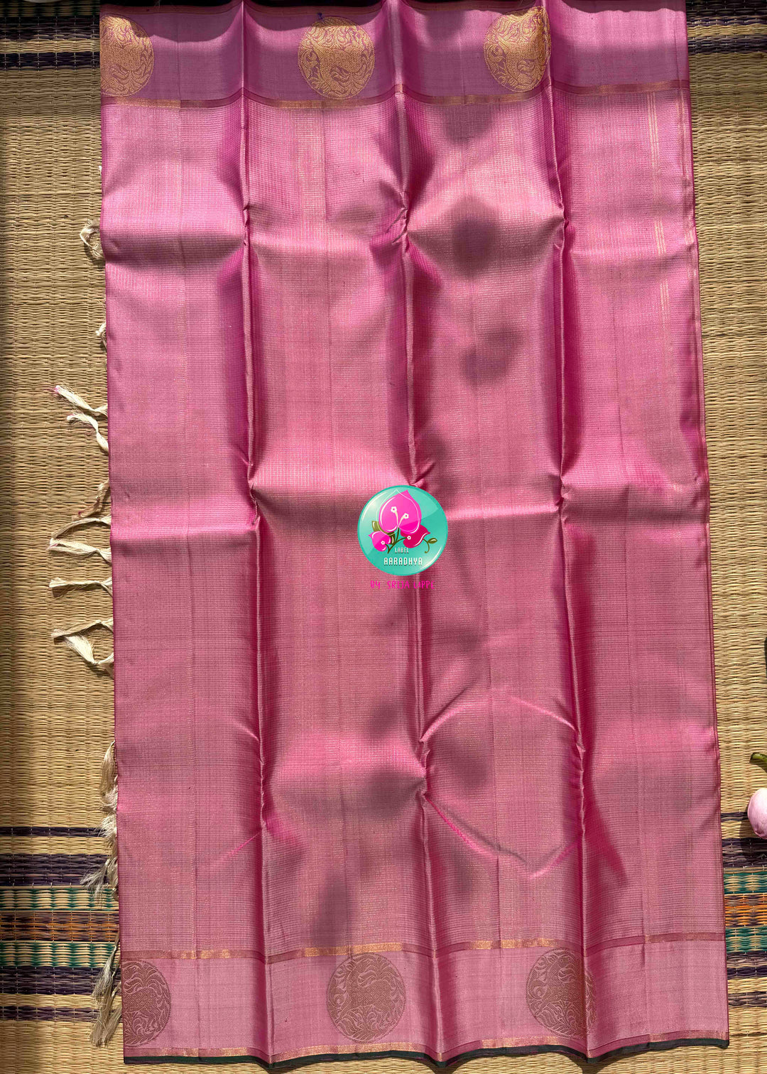 Rose Gold & Emerald Blossom: The Pastel Pink Vaira Oosi Kanchipattu & Emerald Fusion Blouse