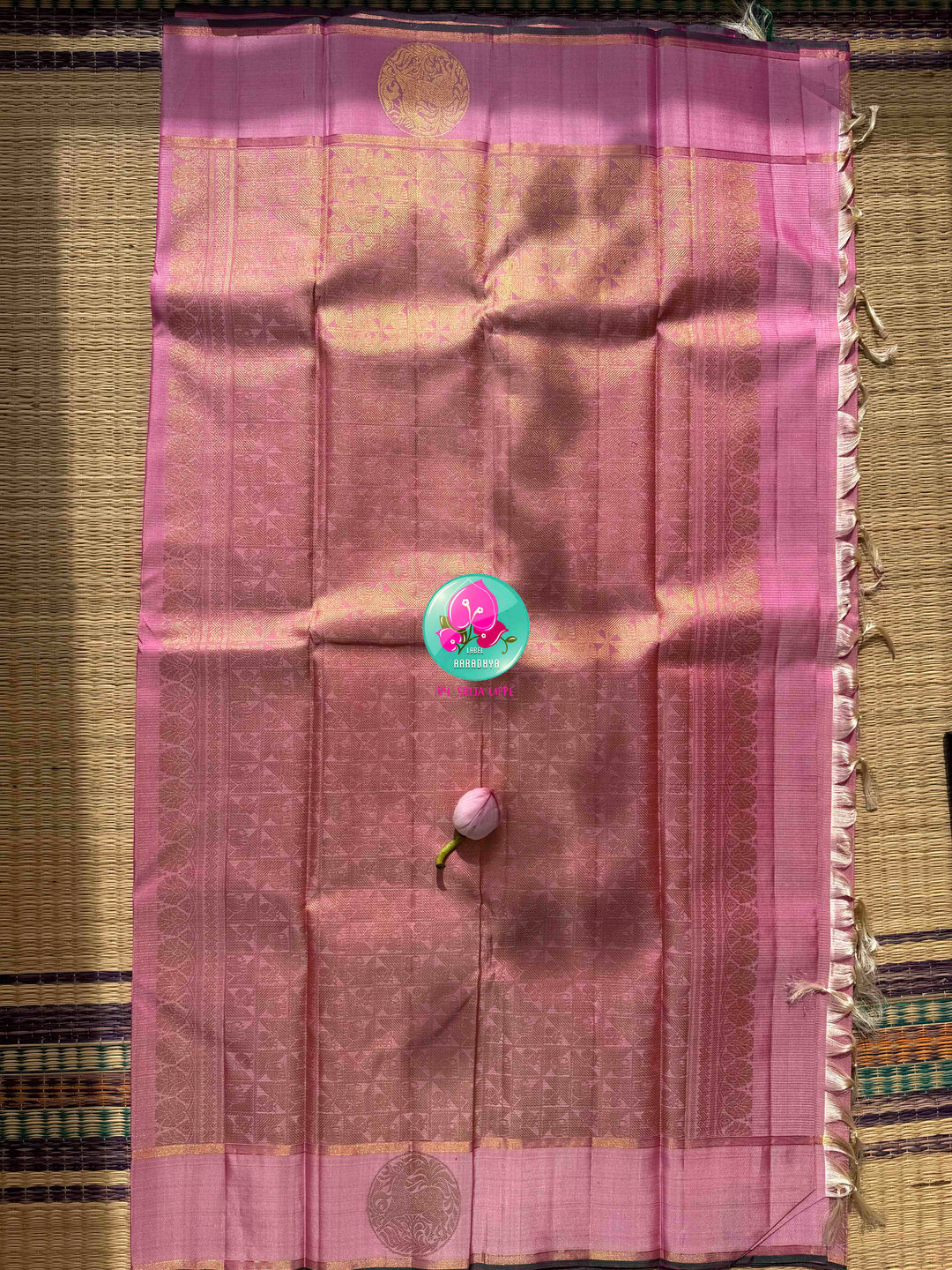 Rose Gold & Emerald Blossom: The Pastel Pink Vaira Oosi Kanchipattu & Emerald Fusion Blouse