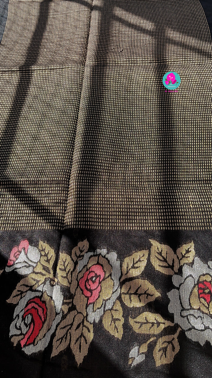 Semi khadi silk saree with Jhamdhani style weaving