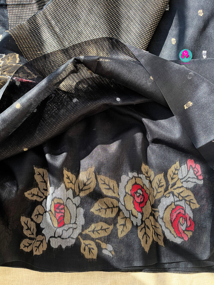Semi khadi silk saree with Jhamdhani style weaving