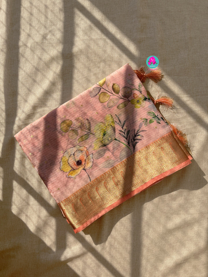 Kota silk saree in floral design with muniya border