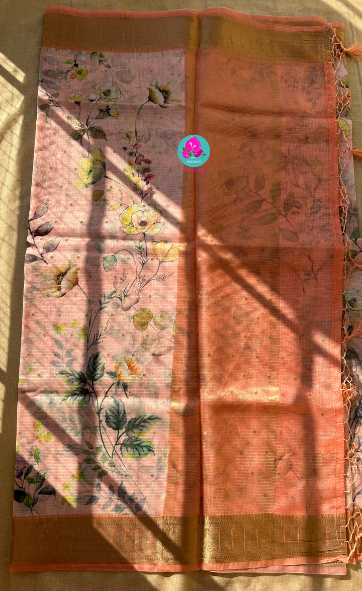 Kota silk saree in floral design with muniya border