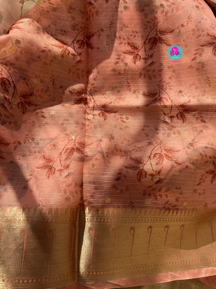 Kota silk saree in floral design with muniya border