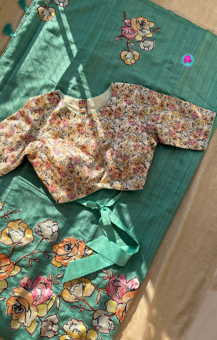 Matka silk saree with blouse stitching