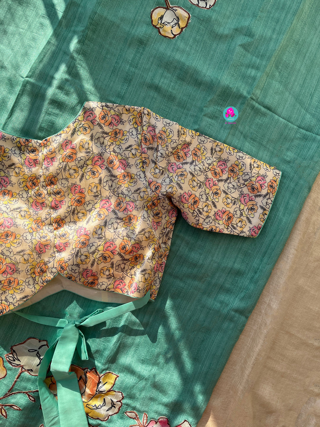 Matka silk saree with blouse stitching