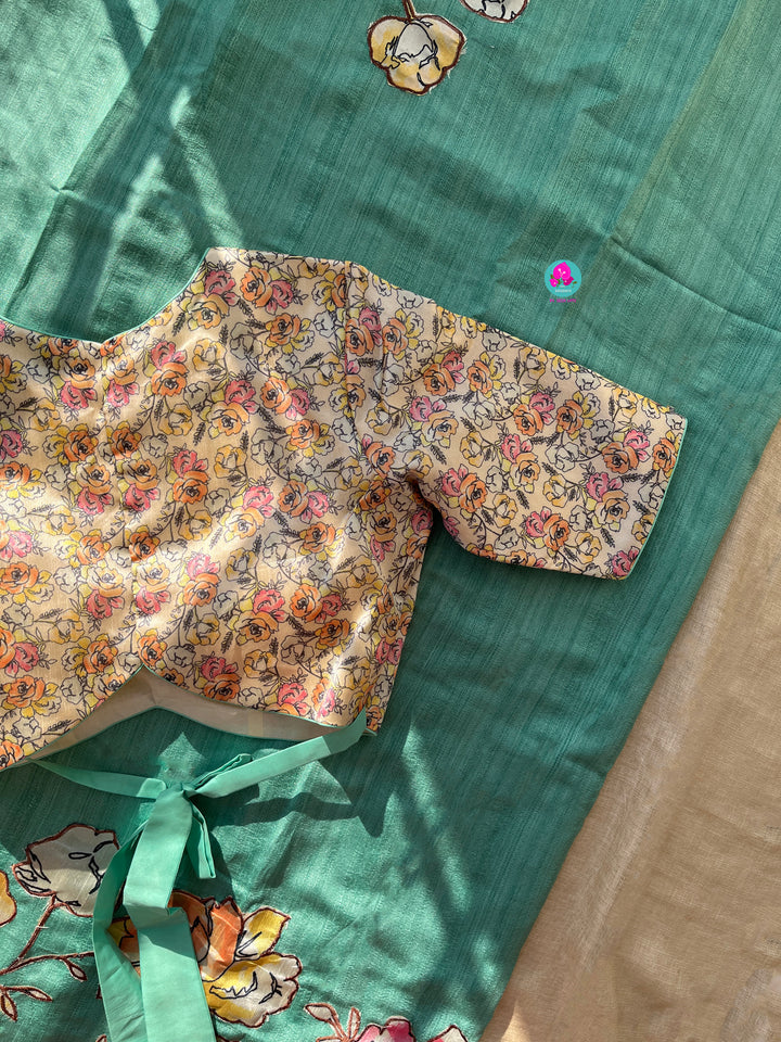 Matka silk saree with blouse stitching