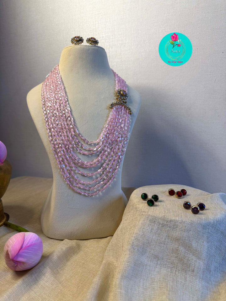 Long Rose Quartz 4-in-1 Interchangeable Layered Necklace Set