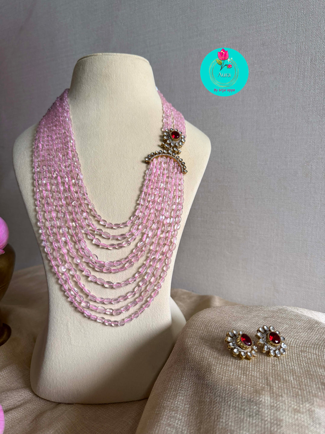 Long Rose Quartz 4-in-1 Interchangeable Layered Necklace Set