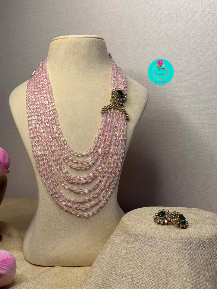 Long Rose Quartz 4-in-1 Interchangeable Layered Necklace Set