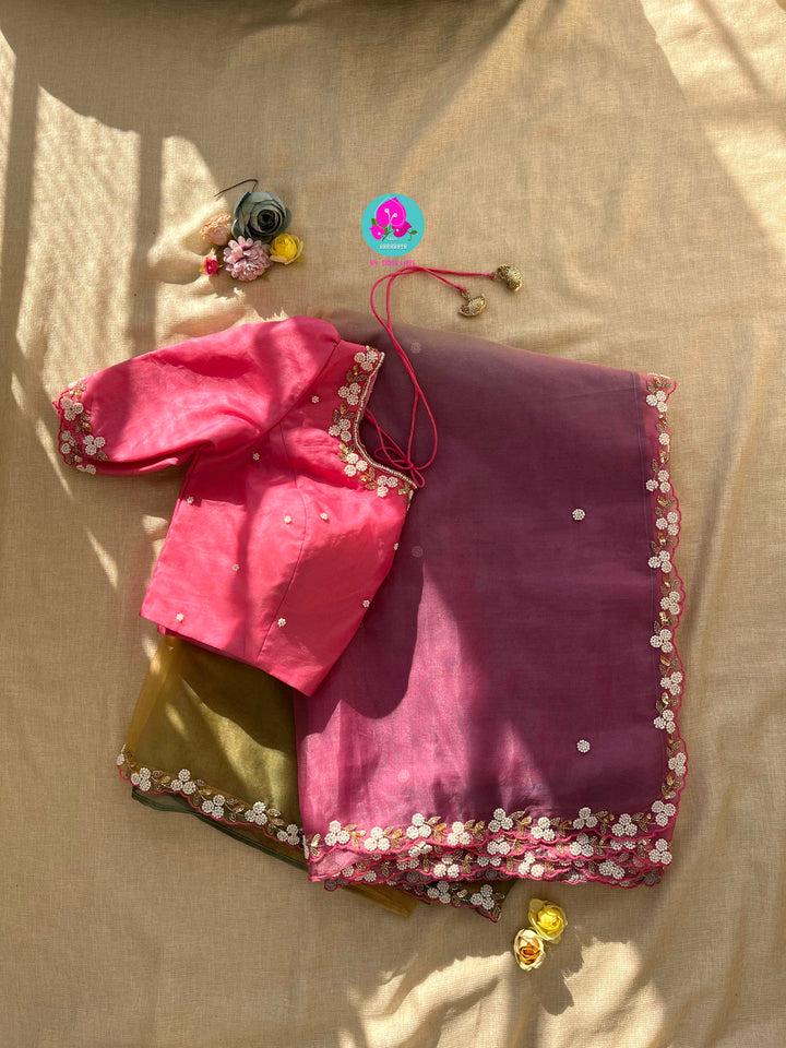 Kaleidoscope Dreams: Multishaded Organza Saree for Joyful Elegance