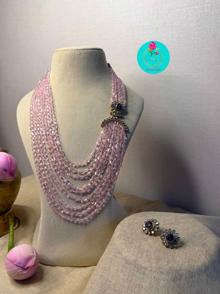 Long Rose Quartz 4-in-1 Interchangeable Layered Necklace Set