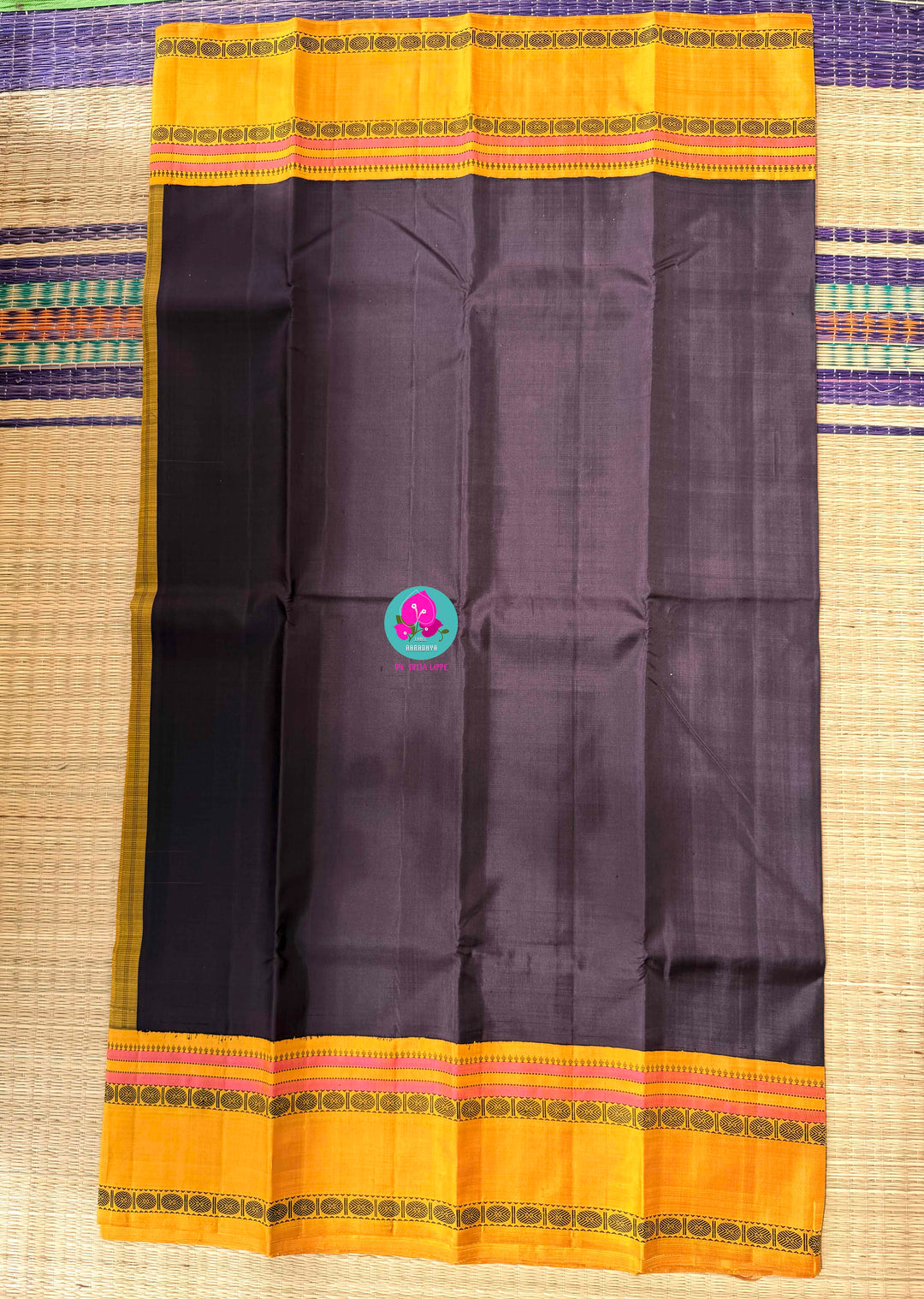 The Sannajaji Whisper: Zero Zari Kanjivaram in Aubergine and Mustard