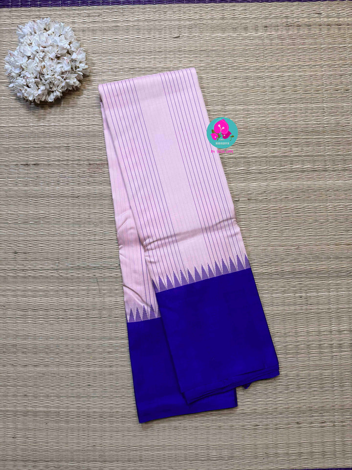 Sannajaji Serenity: Baby Pink Kanjivaram saree with Bold Royal Blue colour