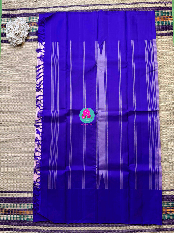 Sannajaji Serenity: Baby Pink Kanjivaram saree with Bold Royal Blue colour